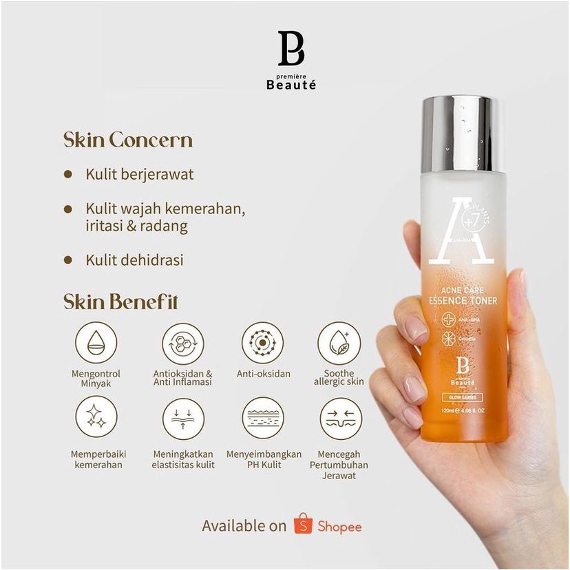 [COD] Premiere Beaute Acne Paket 2in1 Essence + Serum Perawatan Kulit Wajah Berjerawat dengan Kandungan AHA + BHA