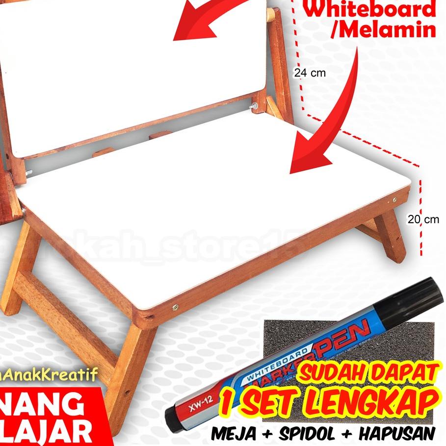 

Meja Belajar Lipat Dobel White Board Bonus spidol & Penghapus Polos Anak ,.