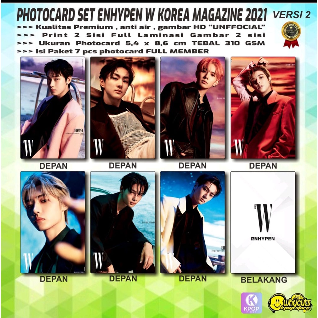 PHOTOCARDSET PC FULL SET PREMIUM ENHYPEN / DIMENSION ANSWER / STAR 1 / W KOREA PRINT 2 SISI FULL LAMINASI GOSSY 7PCS