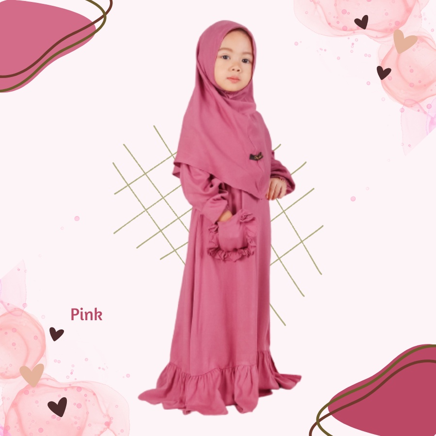 Set Gamis Humaira Anak Usia 1 Sampai 2 Tahun Rayon Twill Premium Polos Terpopuler Pink