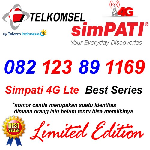Telkomsel Simpati 4G Lte 082 123 89 1169 Kartu Perdana Nomor Cantik