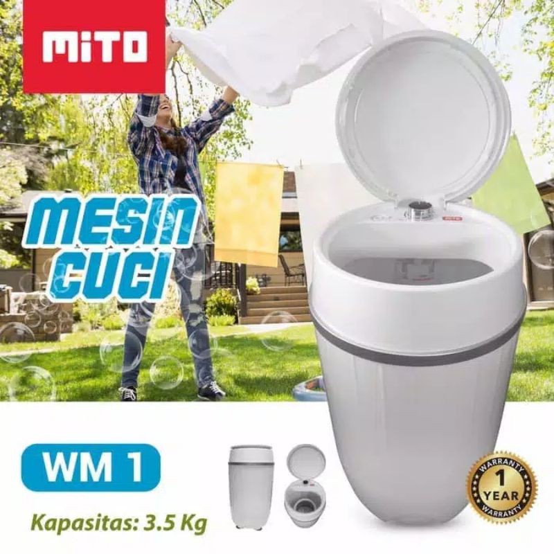 Mesin Cuci Portable 1 Tabung Mitochiba WM1 - Mesin Cuci Mini Portable Mito WM1