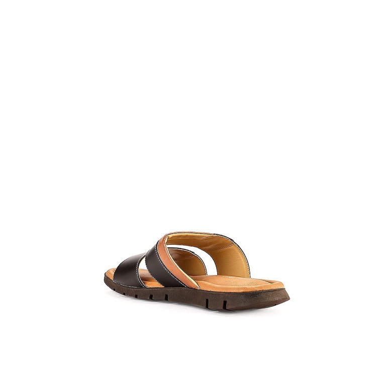 SANDAL SLIDE KULIT ANDRE VALENTINO PRIA ORIGINAL CASUAL COKLAT AVM03