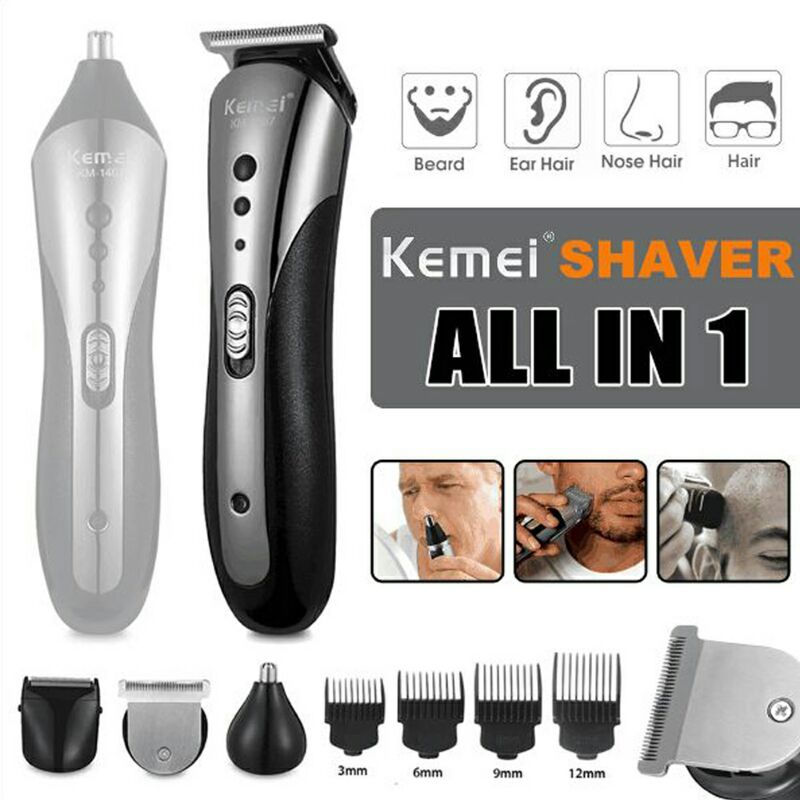 Kemei Alat Cukur 4 in 1 Elektrik Hair Trimmer Shaver Rechargeable Black