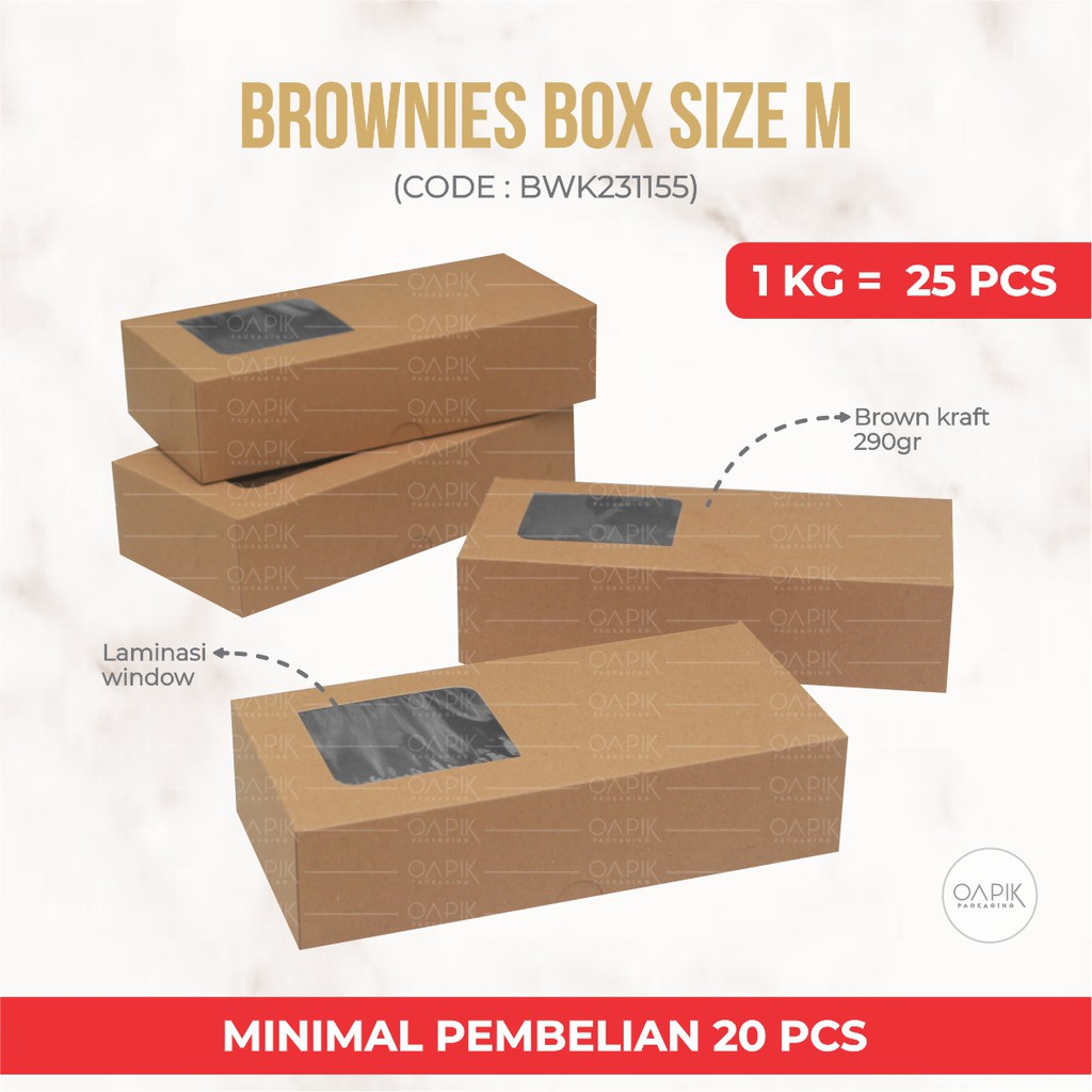 

BROWNIES BOX M, Kemasan Makanan, Packaging Makanan, Dus Makanan, Dus Snack, Dus Kue, Box Kue