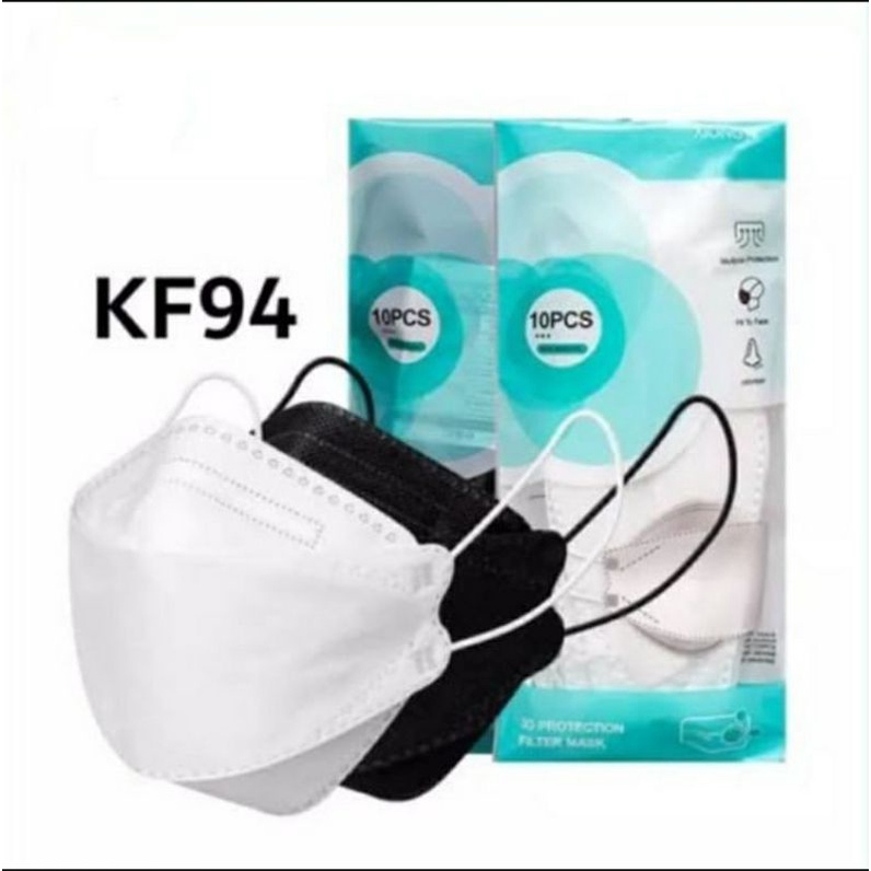 Masker KF94 hitam putih isi 10 pcs / Masker KF 94 4 ply isi 10 pcs