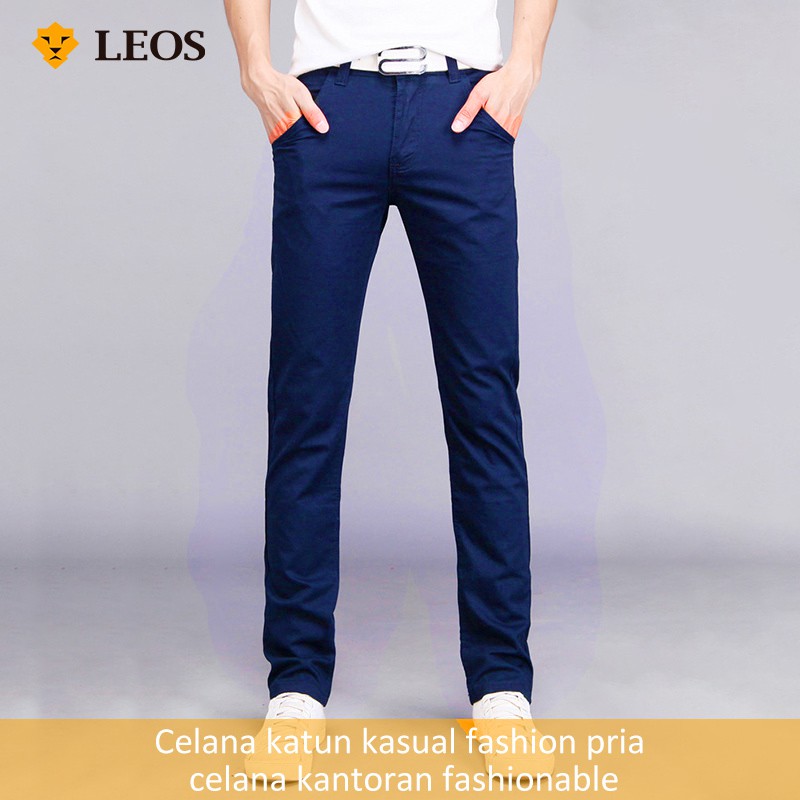 

LEOS Celana katun kasual fashion pria celana kasulal / kerja slimfit celana kantoran fashionable