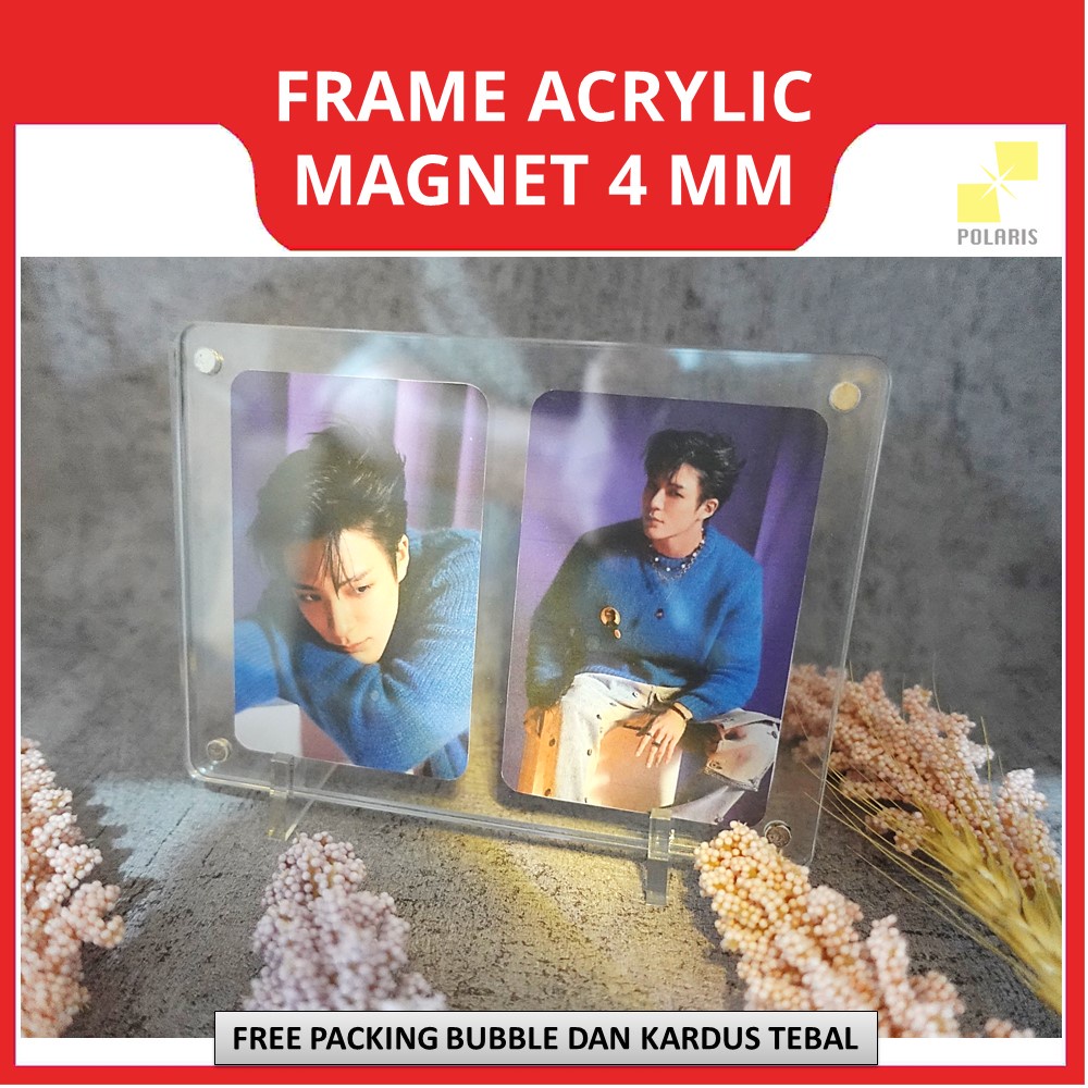 FRAME AKRILIK STAND TABLE TEBAL 4 MM-ACRYLIC FRAME MAGNET PC/PHOTOCARD IDOL KPOP-BINGKAI FOTO AKRILIK BENING PAJANGAN MEJA