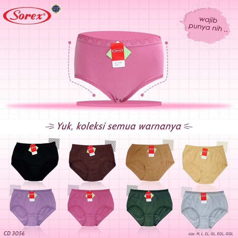 CD SOREX 3056 CELANA DALAM WANITA UKURAN KECIL DAN JUMBO TEPIAN RENDA