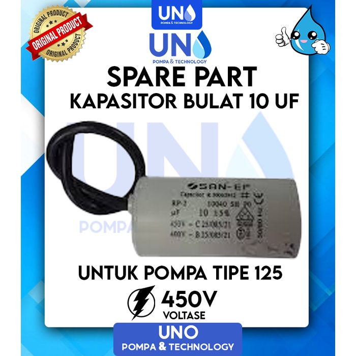 10 uf / 450 Volt SanEi Capacitor / Kapasitor Bulat Pompa Air