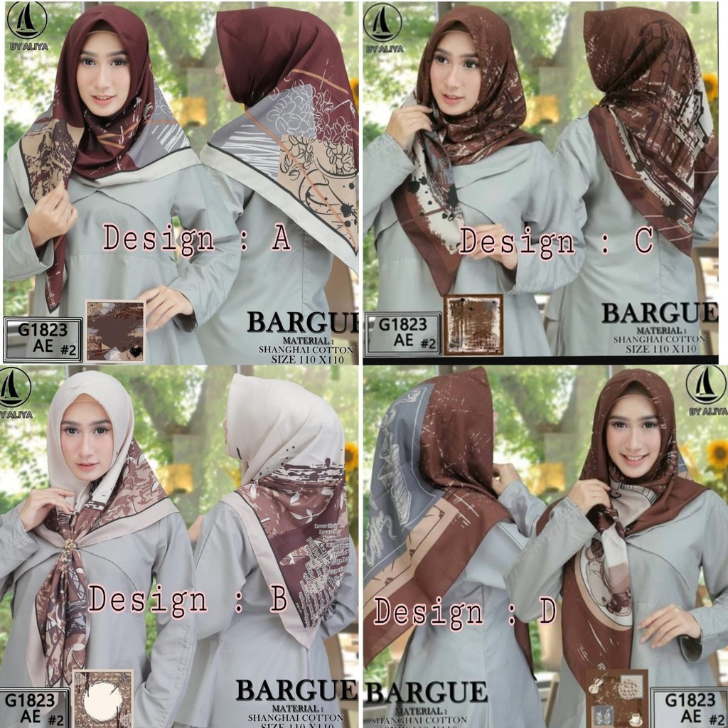 Hijab Segi Empat Voal Motif Bargue Coffee Chocolate By Aliya Sarysha Part 1