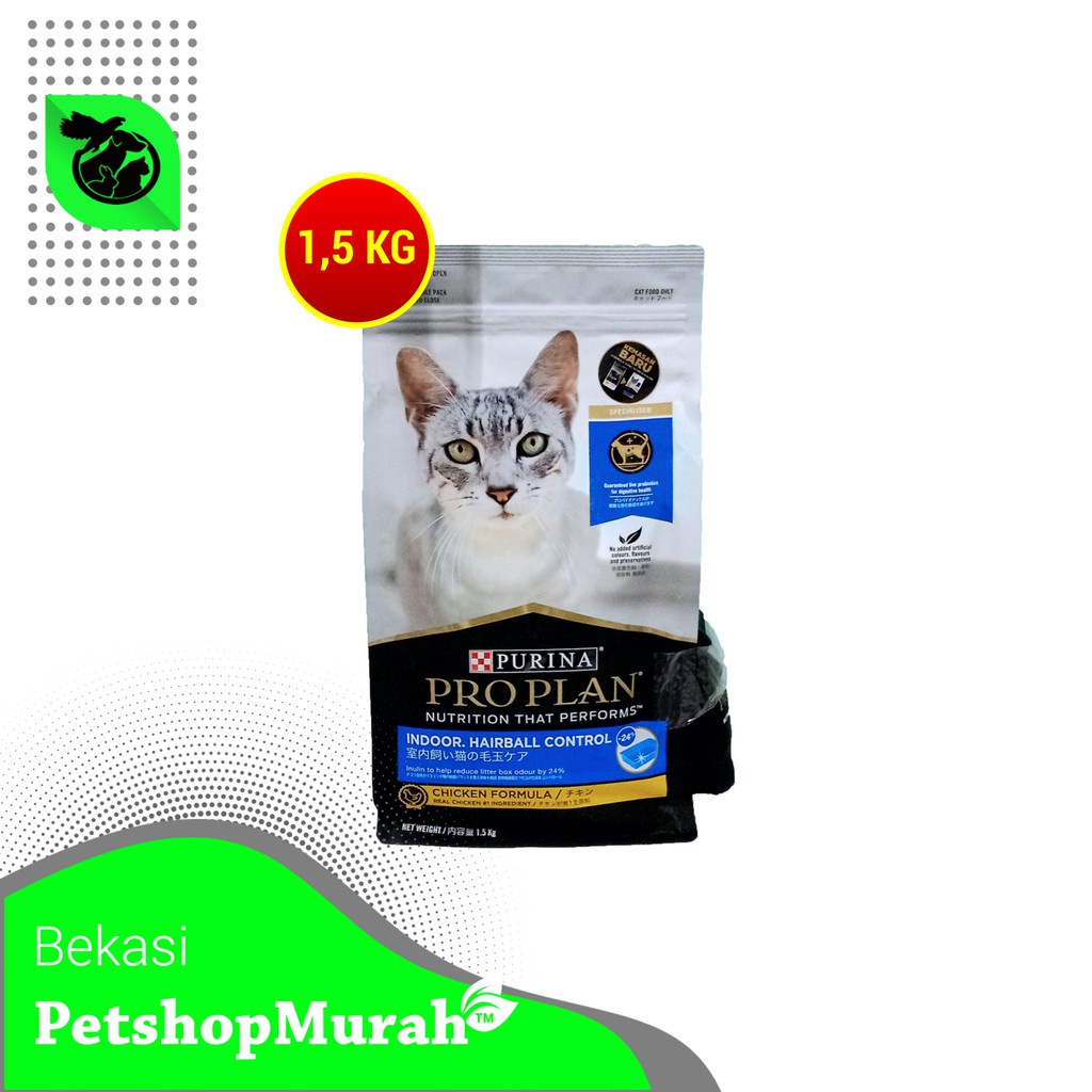 ProPlan Makanan Kucing Indoor Hairball Chicken Ayam 1.5 Kg