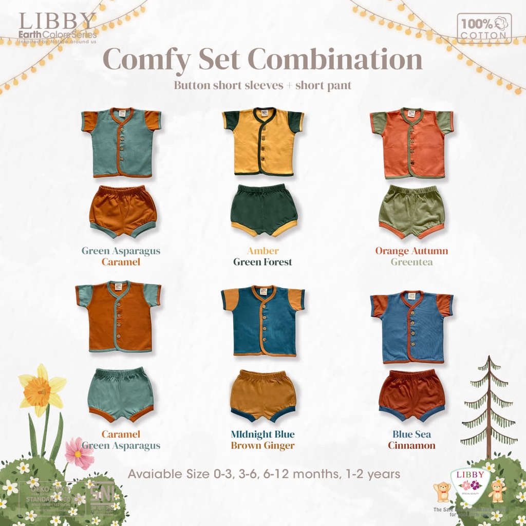 Libby Comfy Set Kombinasi Setelan Baju Kancing Depan Pendek Celana Pendek / Button Short Sleeve