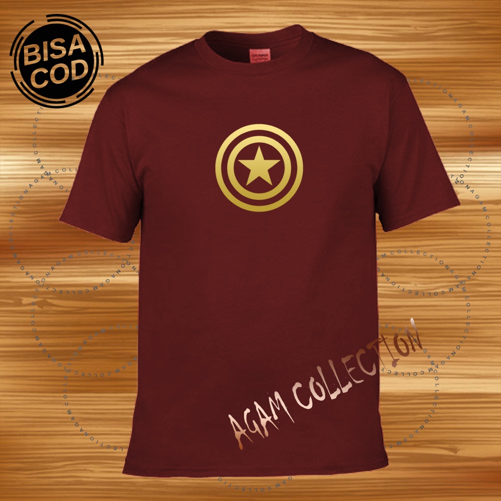 Agam Collection Baju Kaos Distro Captain AM 003 Text Gold Lengan Pendek Premium Quality