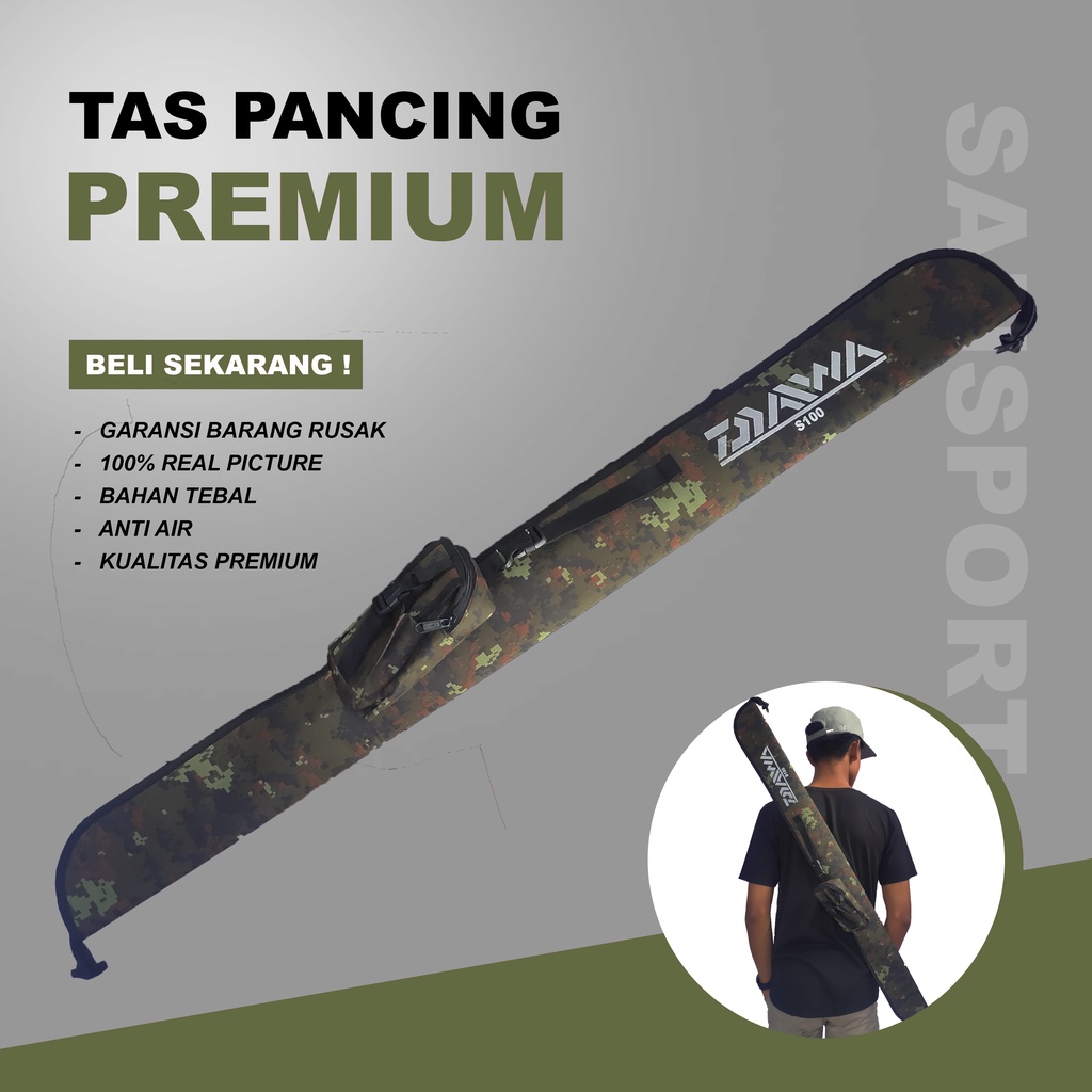 Tas Pancing Tegek - Tas Joran dan Reel Model Pedang - Bahan Kanvas Anti Air - Tas Pancing Daiwa Panj