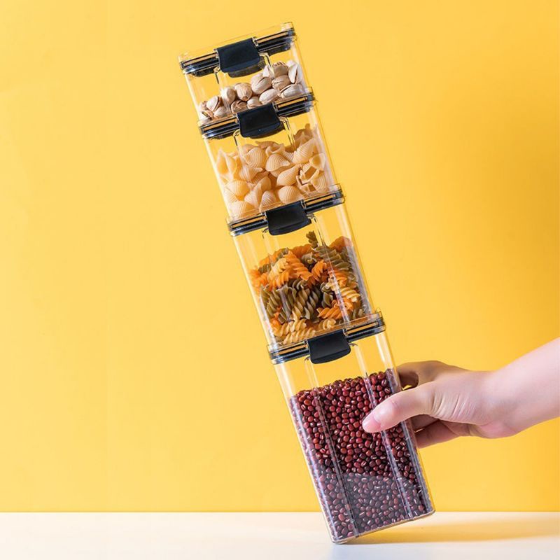 Toples Kotak Snack Akrilik Kedap Udara Penyimpanan Bening Cereal Kontainer Makanan Food Storage Acrylic Jar Container