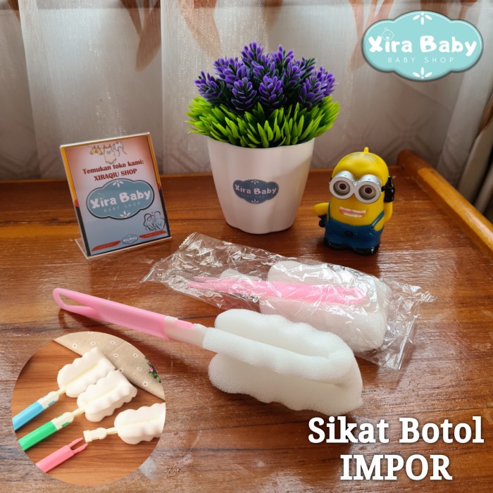 Sikat Spons Cuci Botol IMPOR Tongkat Cuci Botol Bayi Busa Cuci Botol Panjang