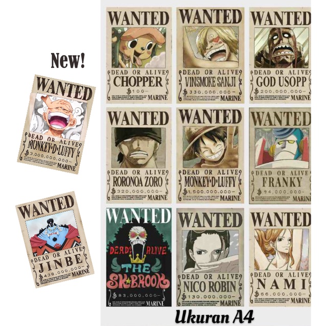 POSTER/STICKER POSTER DINDING KAMAR ONE PIECE BOUNTY TERBARU KRU MUGIWARA