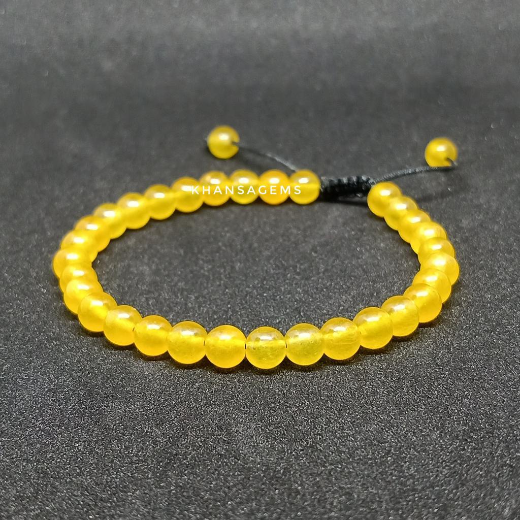 Gelang Tasbih Batu Giok Kuning Dim 6 Mm Model Tali Serut Shambala