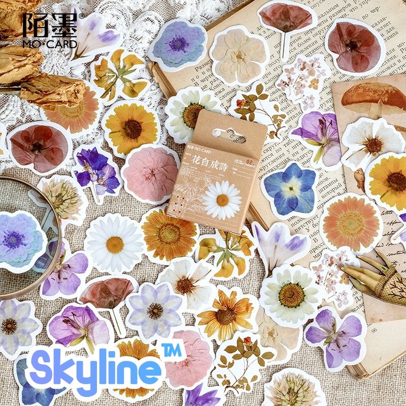 

Sticker Kiss Cut Scrap Book Journal Dengan Motif Bunga Cantik Isi 45Pcs