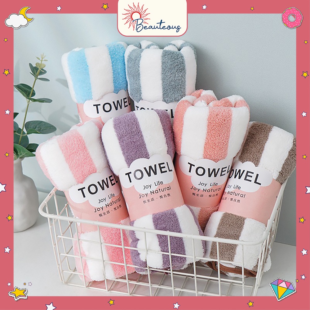 Handuk Mandi Microfiber Dewasa Quick Dry Towel Bulu Lembut Premium Motif Garis