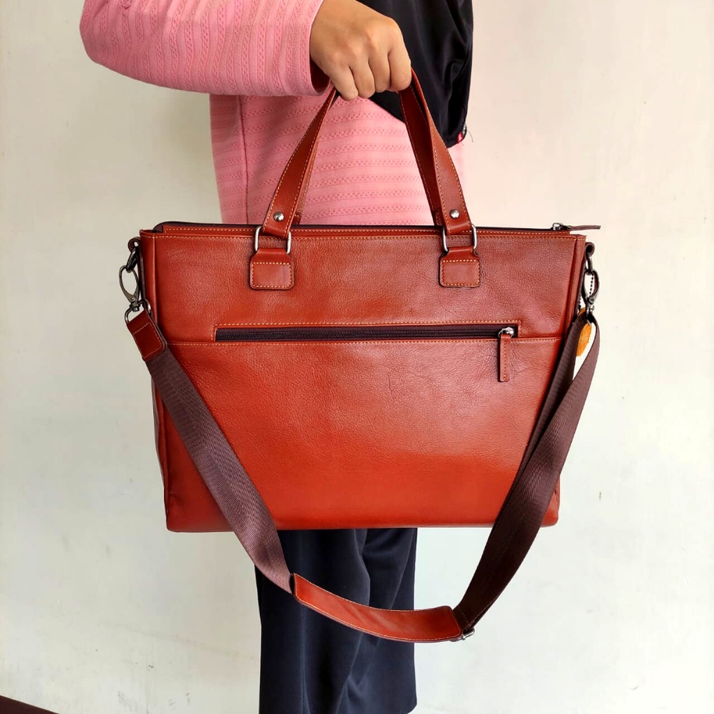 Tas Laptop Bahan Kulit Sapi Asli LUXURY MESSENGER Tas Kantor Wanita Cewek