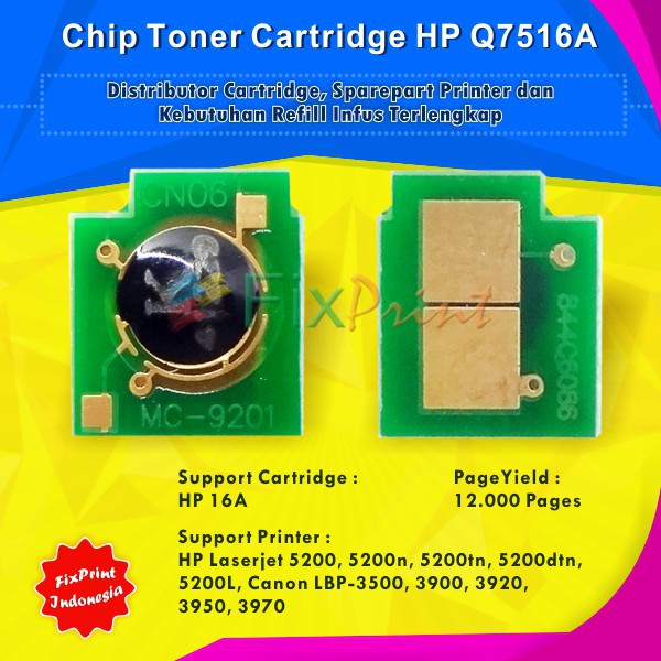 Chip Toner Cartridge HP Q7516A HP 16A Canon 309, Printer HP Laserjet 5200 Canon LBP 3500 3900