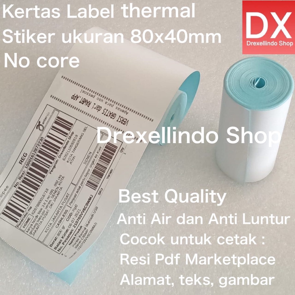 Kertas Thermal Label Stiker 80x40mm Cetak RESI PDF