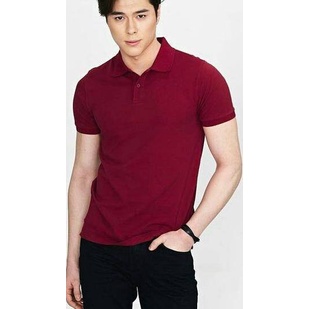 ♜ kaos kerah polos merah marun bahan polo lacoste halus ➫