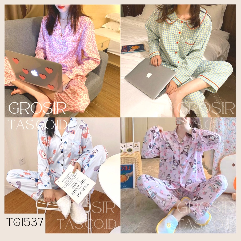 TOPGROSIR TG1537 Setelan Baju Tidur Wanita Lengan Panjang Import