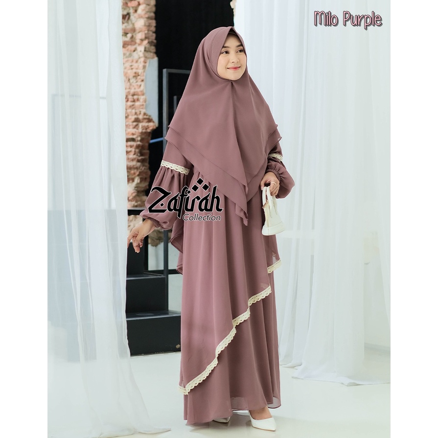 Gamis Syar'i Terbaru Ori Zafirah Collection - Gamis Set Syari Renda