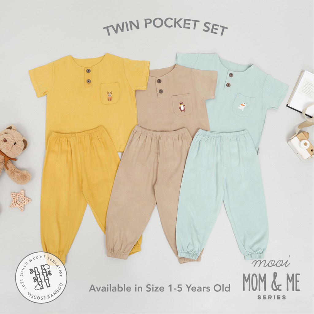 Mooi Setelan Anak Unisex Twin Pocket Set