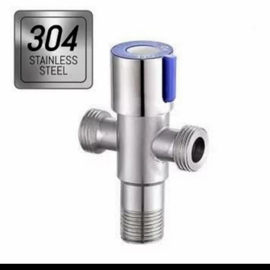 Stop Kran Kloset 2 Cabang Double Stainless Jet Shower SUS304 / Keran / Kran Cabang T Double / Stop Keran Stainless