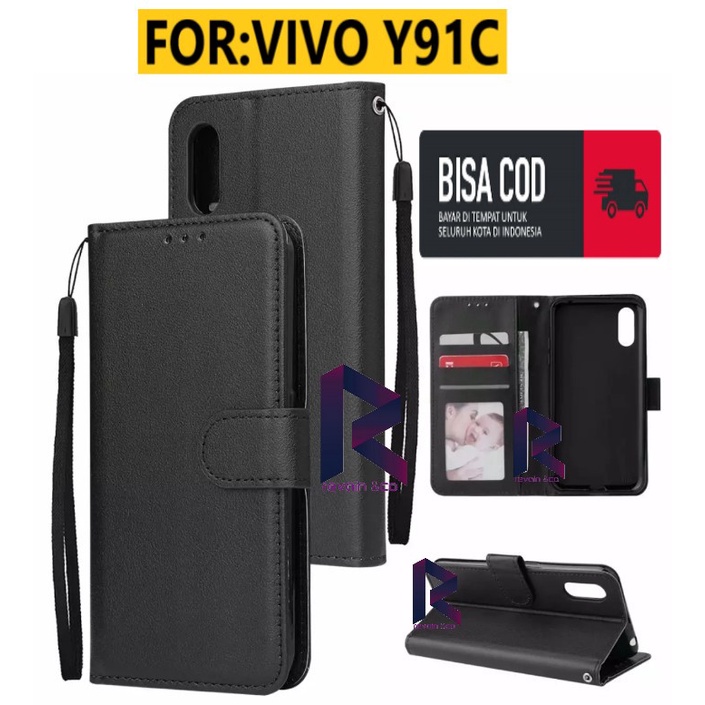 CASING VIVO Y91C FLIP WALLET LEATHER KULIT PREMIUM SARUNG BUKA TUTUP FLIP CASE VIVO Y91C