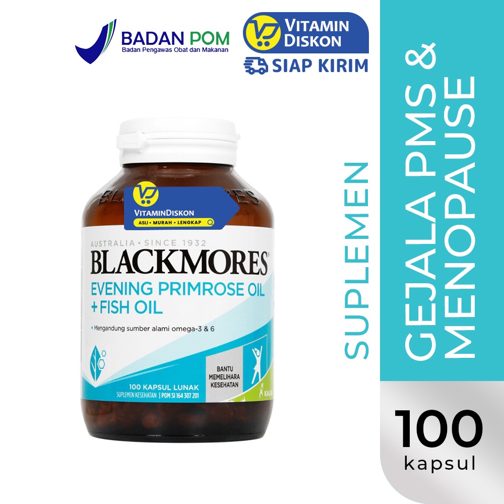 Blackmores Evening Primrose Oil Plus Fish Oil BPOM Kalbe 100 Caps | Suplemen Pereda Gejala PMS
