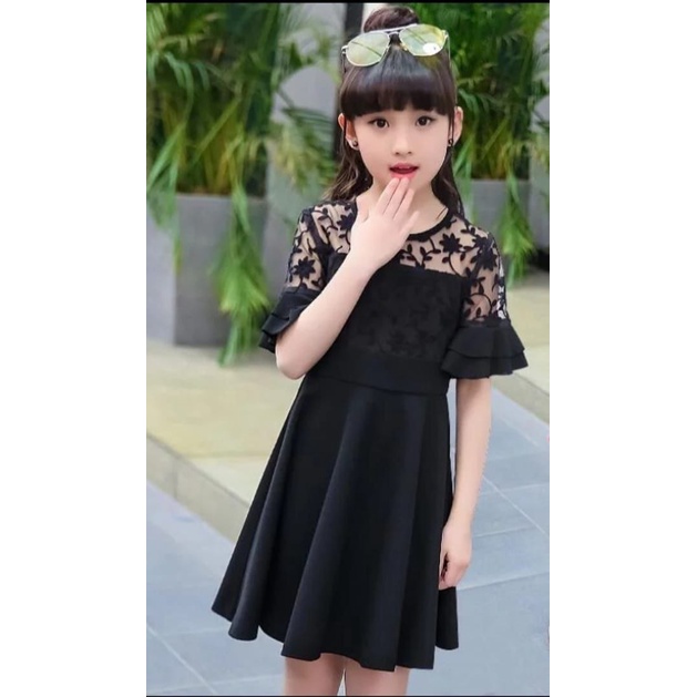 [Dress Aleksa RO] Dress anak perempuan ardila crep varian warna