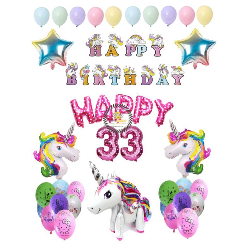 PAKET DEKORASI UNICORN 3D FREE LEM BALON