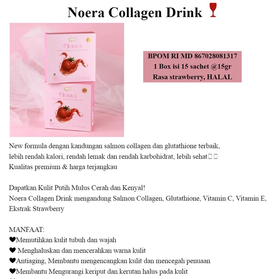 [BUY 1 GET 1 GIFT] READY ! SIAP KIRIM Noera Collagen Drink - Suplemen Pemutih Kulit Collagen BPOM