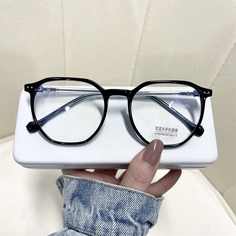 (YUZHU) Tr90 Kacamata Frame Kotak Oversized Lensa Transparan Anti Blue Light