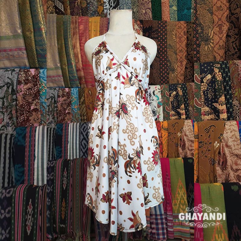 Gaun Pendek Wanita White Piramid Short Dress Casual Dress Pendek Motif Batik