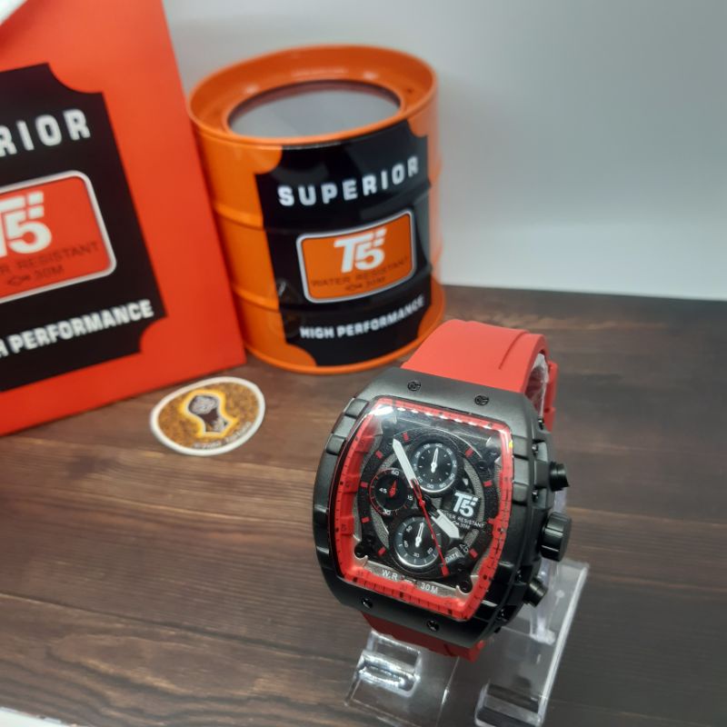 jam tangan pria T5 original limited edition merah. bisa COD