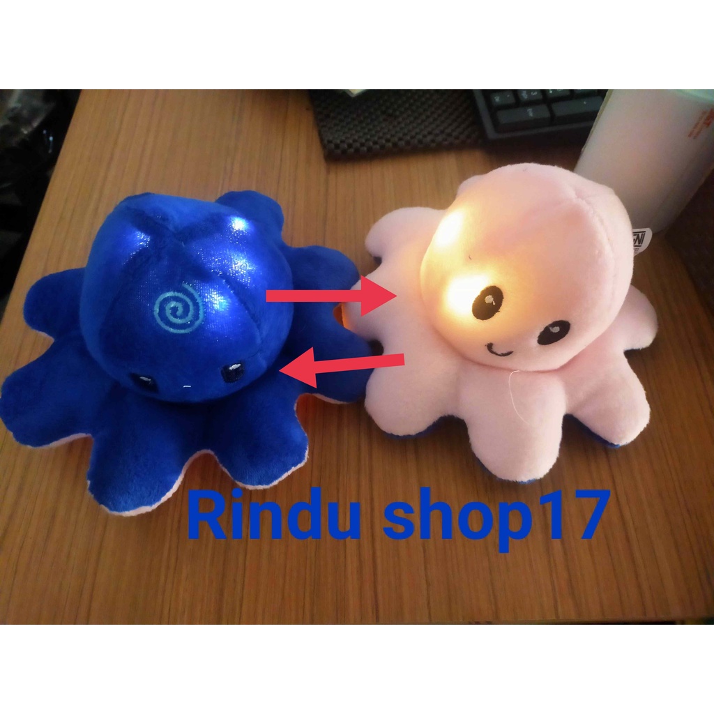 Boneka Gurita Octopus Bolak - Balik Dua Sisi Reversible MENYALA