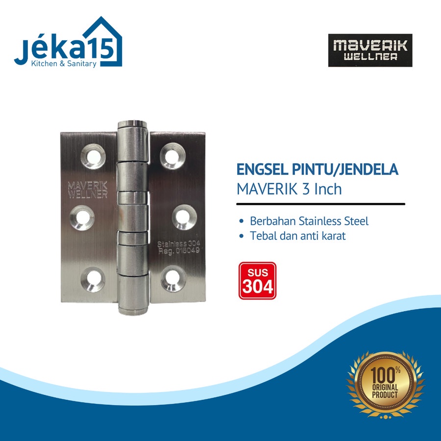 ENGSEL MAVERIK WELLNER | ENGSEL JENDELA 3 INCH | ENGSEL PINTU | STAINLESS STEEL