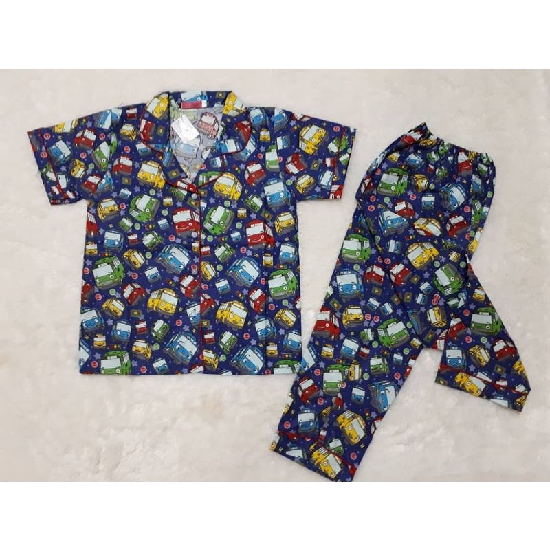 PIYAMA KOREA/BAJU TIDUR ANAK COWO/CEWE 8-9TAHUN TAYO NAVY BLUE