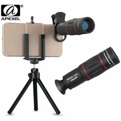 APEXEL 2 in 1 Lensa Telephoto 18X + Tripod Mini - APL-T18ZJ - Black