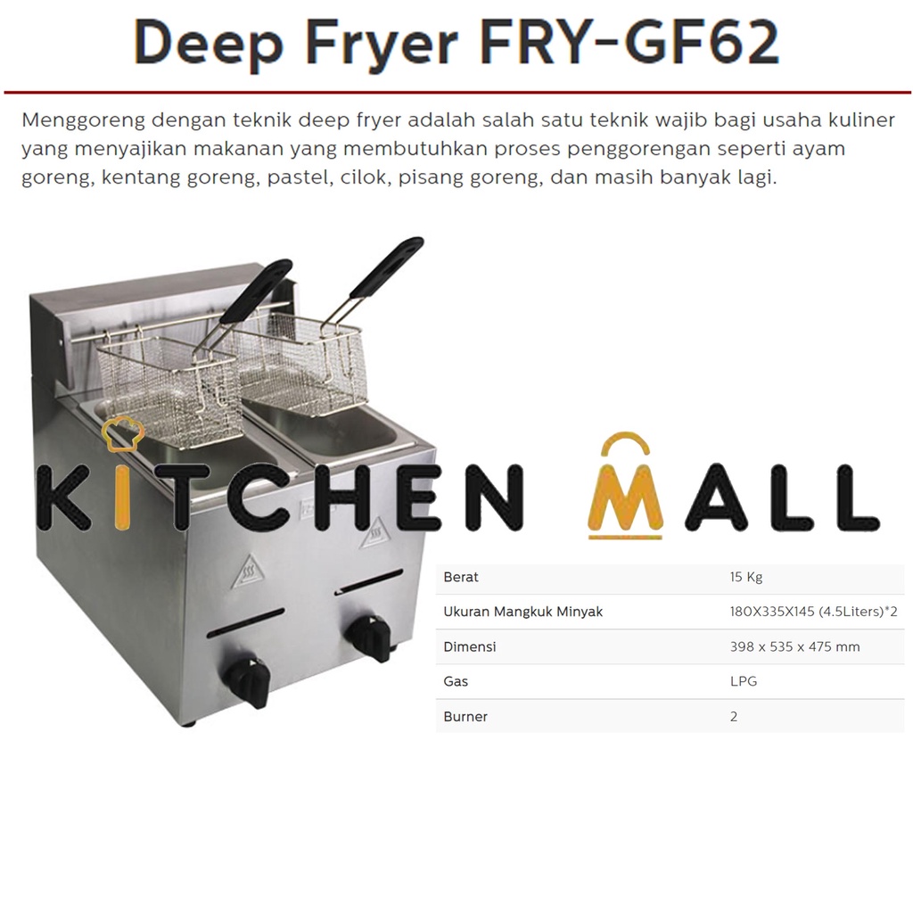 FOMAC FRY-GF62 Mesin Penggorengan Gas - GAS Deep Fryer