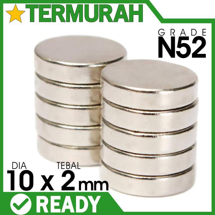

magnet neodymium 10x2mm 10x2 mm 10 x 2 bulat koin putih neodimium TERLENGKAP