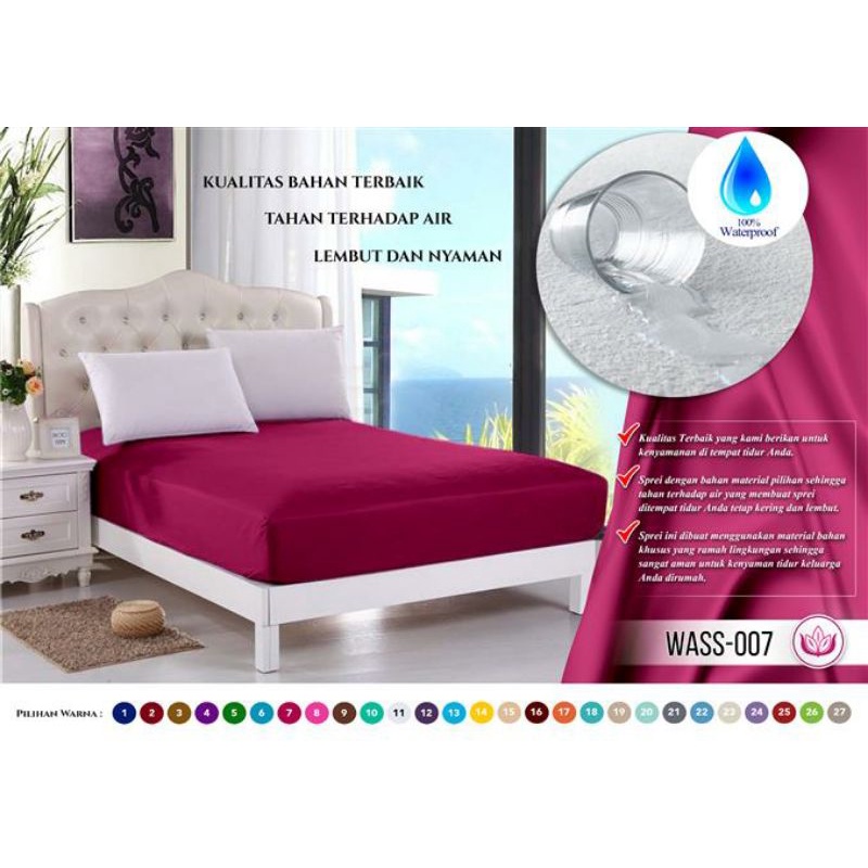 Sprei waterproof ukuran 160x200-Merah