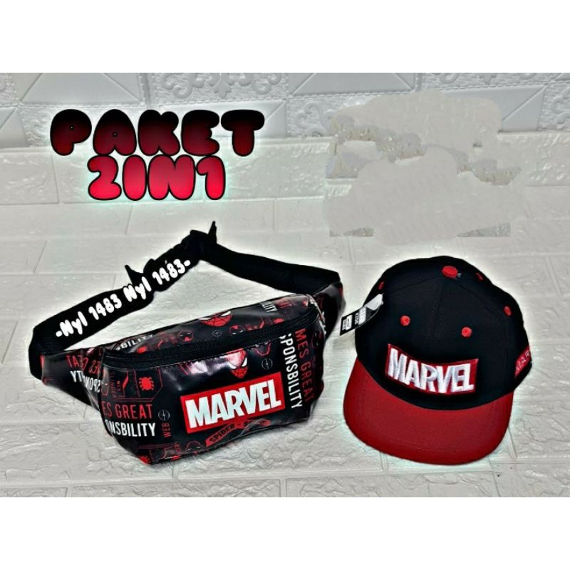 MARVEL Spiderman Waistbag anak laki-laki tas SLempang bahu spiderman