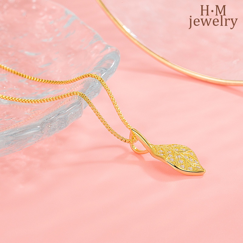 Kalung Rantai Liontin Daun Hias Berlian Imitasi Mewah Untuk Wanita 2022